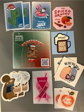 Lot Of 13 Rare HTeaO Stickers - Iced Tea Brand - Limited Edition & Holiday - New